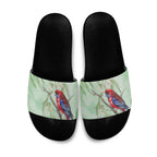 Australia Crimson Rosella Slide Sandals Platycercus Elegans Eucalyptus Alba Watercolor - Aussie Hoodie