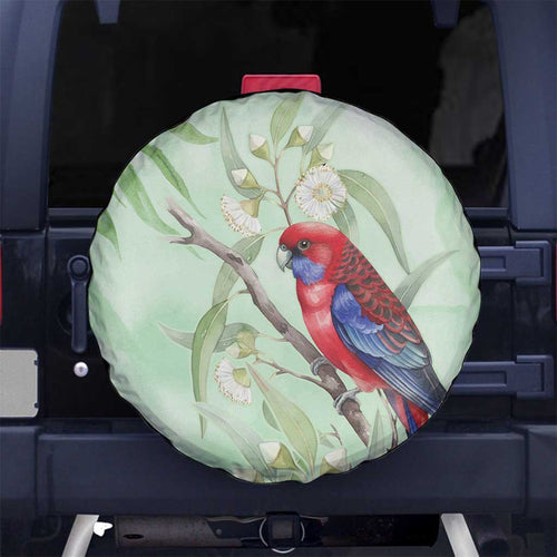 Australia Crimson Rosella Spare Tire Cover Platycercus Elegans Eucalyptus Alba Watercolor - Aussie Hoodie