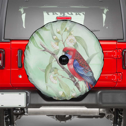 Australia Crimson Rosella Spare Tire Cover Platycercus Elegans Eucalyptus Alba Watercolor - Aussie Hoodie