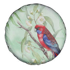 Australia Crimson Rosella Spare Tire Cover Platycercus Elegans Eucalyptus Alba Watercolor - Aussie Hoodie