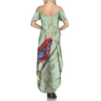 Australia Crimson Rosella Summer Maxi Dress Platycercus Elegans Eucalyptus Alba Watercolor - Aussie Hoodie