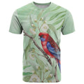 Australia Crimson Rosella T Shirt Platycercus Elegans Eucalyptus Alba Watercolor - Aussie Hoodie