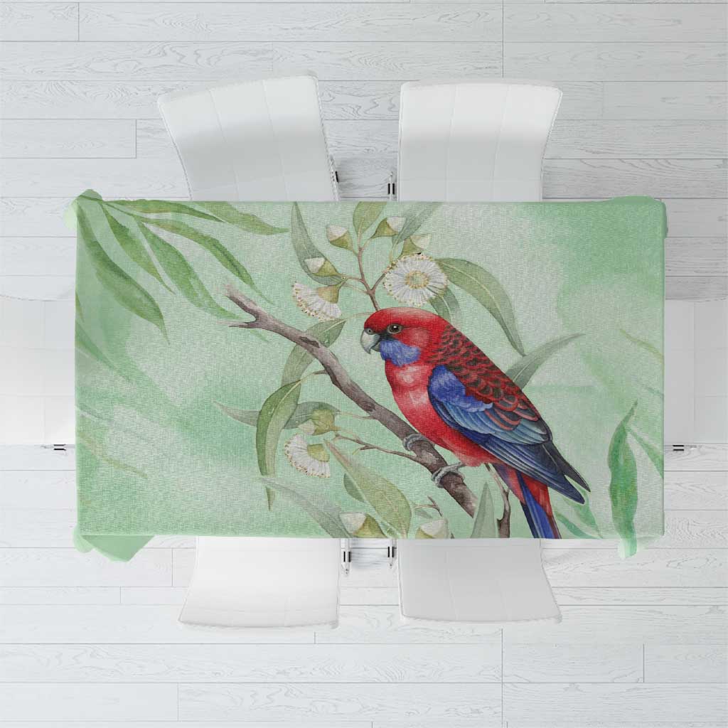 Australia Crimson Rosella Tablecloth Platycercus Elegans Eucalyptus Alba Watercolor - Aussie Hoodie