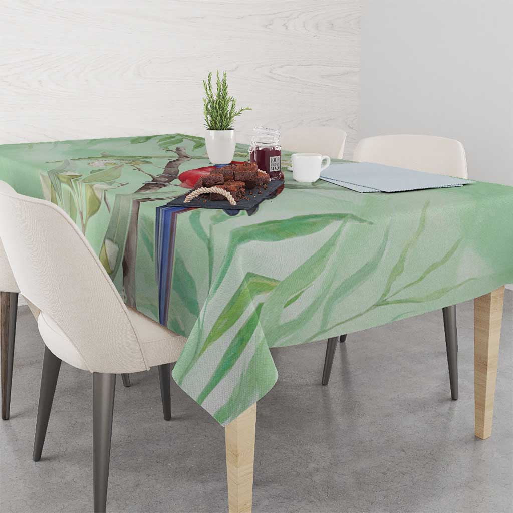 Australia Crimson Rosella Tablecloth Platycercus Elegans Eucalyptus Alba Watercolor - Aussie Hoodie