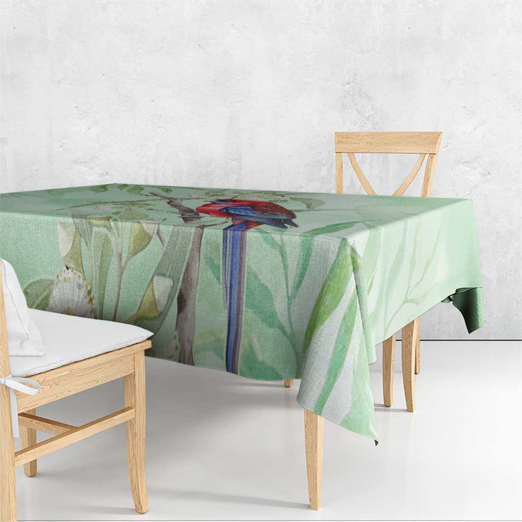 Australia Crimson Rosella Tablecloth Platycercus Elegans Eucalyptus Alba Watercolor - Aussie Hoodie
