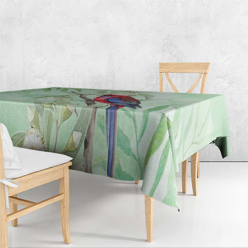 Australia Crimson Rosella Tablecloth Platycercus Elegans Eucalyptus Alba Watercolor - Aussie Hoodie