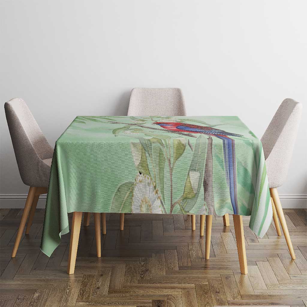Australia Crimson Rosella Tablecloth Platycercus Elegans Eucalyptus Alba Watercolor - Aussie Hoodie