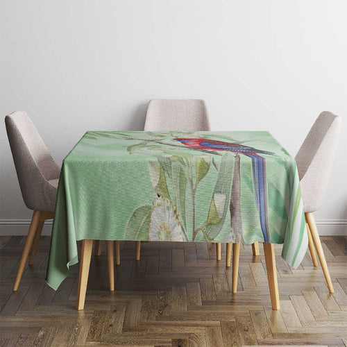 Australia Crimson Rosella Tablecloth Platycercus Elegans Eucalyptus Alba Watercolor - Aussie Hoodie