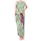 Australia Crimson Rosella Tank Maxi Dress Platycercus Elegans Eucalyptus Alba Watercolor - Aussie Hoodie