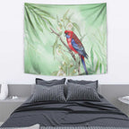 Australia Crimson Rosella Tapestry Platycercus Elegans Eucalyptus Alba Watercolor - Aussie Hoodie