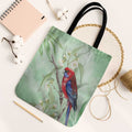 Australia Crimson Rosella Tote Bag Platycercus Elegans Eucalyptus Alba Watercolor - Aussie Hoodie