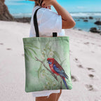 Australia Crimson Rosella Tote Bag Platycercus Elegans Eucalyptus Alba Watercolor - Aussie Hoodie
