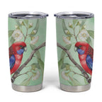 Australia Crimson Rosella Tumbler Cup Platycercus Elegans Eucalyptus Alba Watercolor - Aussie Hoodie