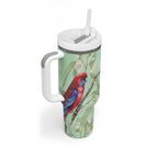 Australia Crimson Rosella Tumbler With Handle Platycercus Elegans Eucalyptus Alba Watercolor - Aussie Hoodie