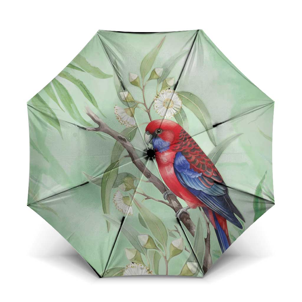 Australia Crimson Rosella Umbrella Platycercus Elegans Eucalyptus Alba Watercolor - Aussie Hoodie