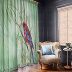 Australia Crimson Rosella Window Curtain Platycercus Elegans Eucalyptus Alba Watercolor - Aussie Hoodie
