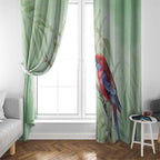 Australia Crimson Rosella Window Curtain Platycercus Elegans Eucalyptus Alba Watercolor - Aussie Hoodie