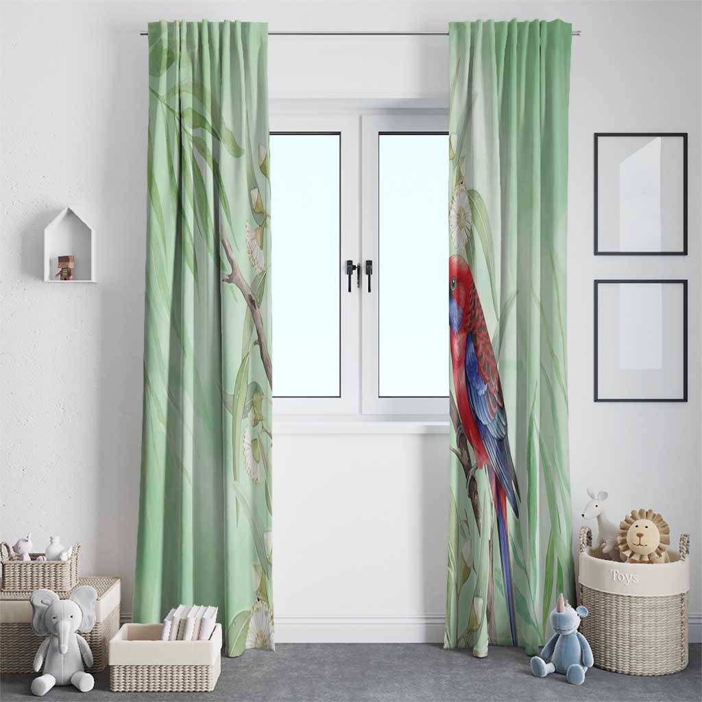 Australia Crimson Rosella Window Curtain Platycercus Elegans Eucalyptus Alba Watercolor - Aussie Hoodie