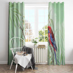 Australia Crimson Rosella Window Curtain Platycercus Elegans Eucalyptus Alba Watercolor - Aussie Hoodie