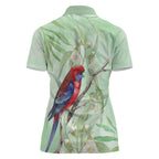 Australia Crimson Rosella Women Polo Shirt Platycercus Elegans Eucalyptus Alba Watercolor - Aussie Hoodie