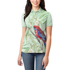 Australia Crimson Rosella Women Polo Shirt Platycercus Elegans Eucalyptus Alba Watercolor - Aussie Hoodie