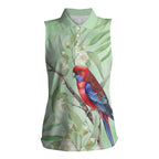 Australia Crimson Rosella Women Sleeveless Polo Shirt Platycercus Elegans Eucalyptus Alba Watercolor - Aussie Hoodie