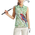 Australia Crimson Rosella Women Sleeveless Polo Shirt Platycercus Elegans Eucalyptus Alba Watercolor - Aussie Hoodie