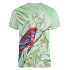 Australia Crimson Rosella Women V-Neck T-Shirt Platycercus Elegans Eucalyptus Alba Watercolor - Aussie Hoodie