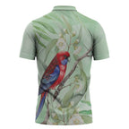 Australia Crimson Rosella Zipper Polo Shirt Platycercus Elegans Eucalyptus Alba Watercolor - Aussie Hoodie
