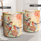 Australia Flame Robin Laundry Basket Petroica Phoenicea Banksia Indigenous Art - Aussie Hoodie