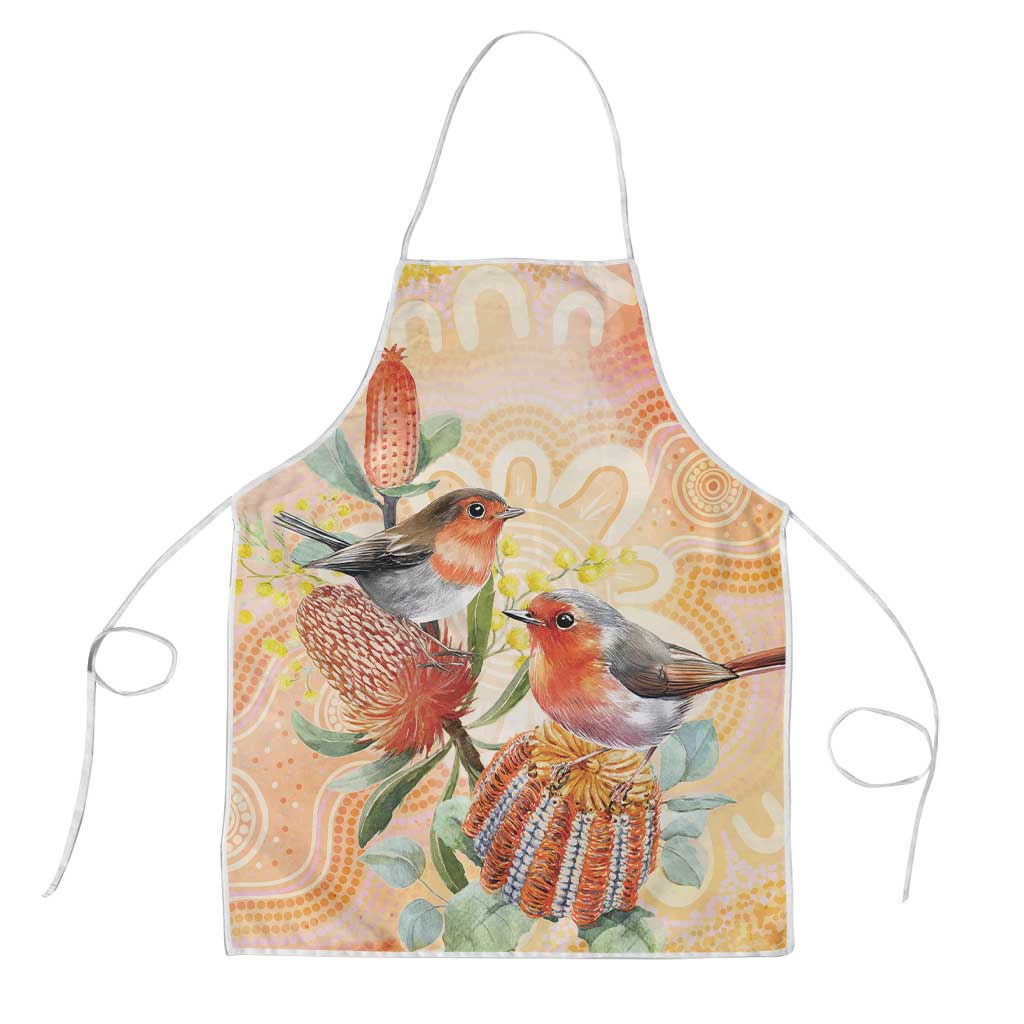Australia Flame Robin Apron Petroica Phoenicea Banksia Indigenous Art - Aussie Hoodie