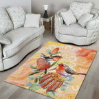 Australia Flame Robin Area Rug Petroica Phoenicea Banksia Indigenous Art - Aussie Hoodie