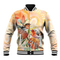 Australia Flame Robin Baseball Jacket Petroica Phoenicea Banksia Indigenous Art - Aussie Hoodie