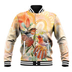 Australia Flame Robin Baseball Jacket Petroica Phoenicea Banksia Indigenous Art - Aussie Hoodie