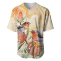Australia Flame Robin Baseball Jersey Petroica Phoenicea Banksia Indigenous Art - Aussie Hoodie