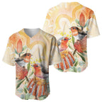 Australia Flame Robin Baseball Jersey Petroica Phoenicea Banksia Indigenous Art - Aussie Hoodie