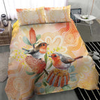 Australia Flame Robin Bedding Set Petroica Phoenicea Banksia Indigenous Art - Aussie Hoodie