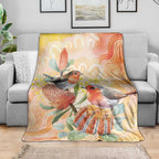 Australia Flame Robin Blanket Petroica Phoenicea Banksia Indigenous Art - Aussie Hoodie
