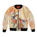 Australia Flame Robin Bomber Jacket Petroica Phoenicea Banksia Indigenous Art - Aussie Hoodie
