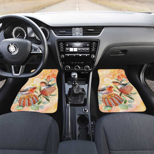 Australia Flame Robin Car Mats Petroica Phoenicea Banksia Indigenous Art - Aussie Hoodie