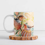 Australia Flame Robin Ceramic Mug Petroica Phoenicea Banksia Indigenous Art - Aussie Hoodie