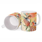 Australia Flame Robin Ceramic Mug Petroica Phoenicea Banksia Indigenous Art - Aussie Hoodie