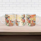 Australia Flame Robin Ceramic Mug Petroica Phoenicea Banksia Indigenous Art - Aussie Hoodie