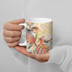 Australia Flame Robin Ceramic Mug Petroica Phoenicea Banksia Indigenous Art - Aussie Hoodie