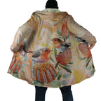 Australia Flame Robin Cloak Petroica Phoenicea Banksia Indigenous Art - Aussie Hoodie