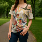 Australia Flame Robin Cross Shoulder Shirt Petroica Phoenicea Banksia Indigenous Art - Aussie Hoodie