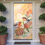 Australia Flame Robin Door Cover Petroica Phoenicea Banksia Indigenous Art - Aussie Hoodie