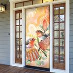 Australia Flame Robin Door Cover Petroica Phoenicea Banksia Indigenous Art - Aussie Hoodie