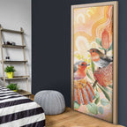 Australia Flame Robin Door Cover Petroica Phoenicea Banksia Indigenous Art - Aussie Hoodie
