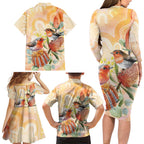 Australia Flame Robin Family Matching Long Sleeve Bodycon Dress and Hawaiian Shirt Petroica Phoenicea Banksia Indigenous Art - Aussie Hoodie